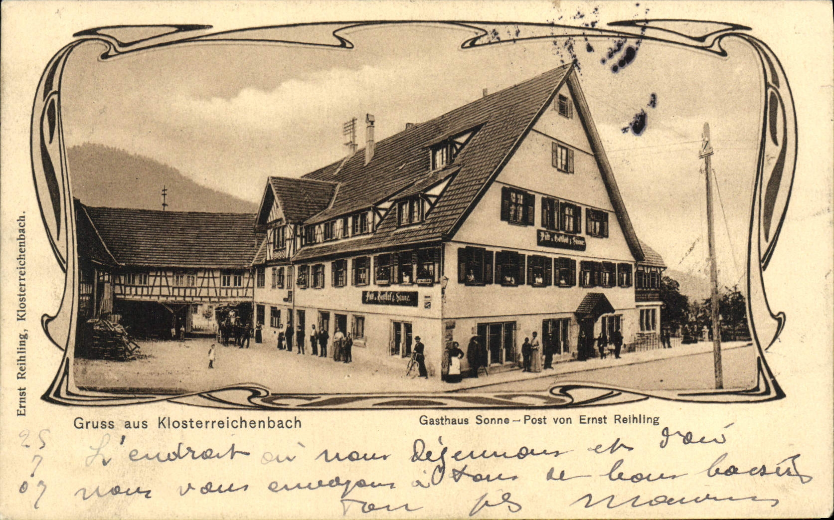 VINTAGE POSTCARD Gruss Aus Klosterreichenbach Gasthaus Sounds Post von Ernst Reihling