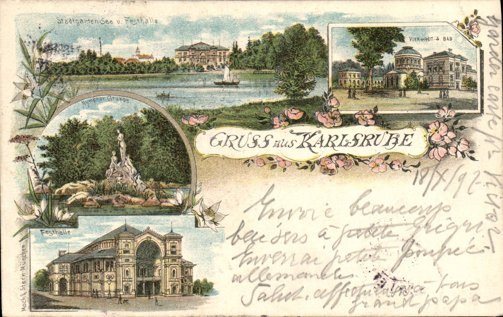 CPA Gruss Aus Karlsruhe Carte 1897