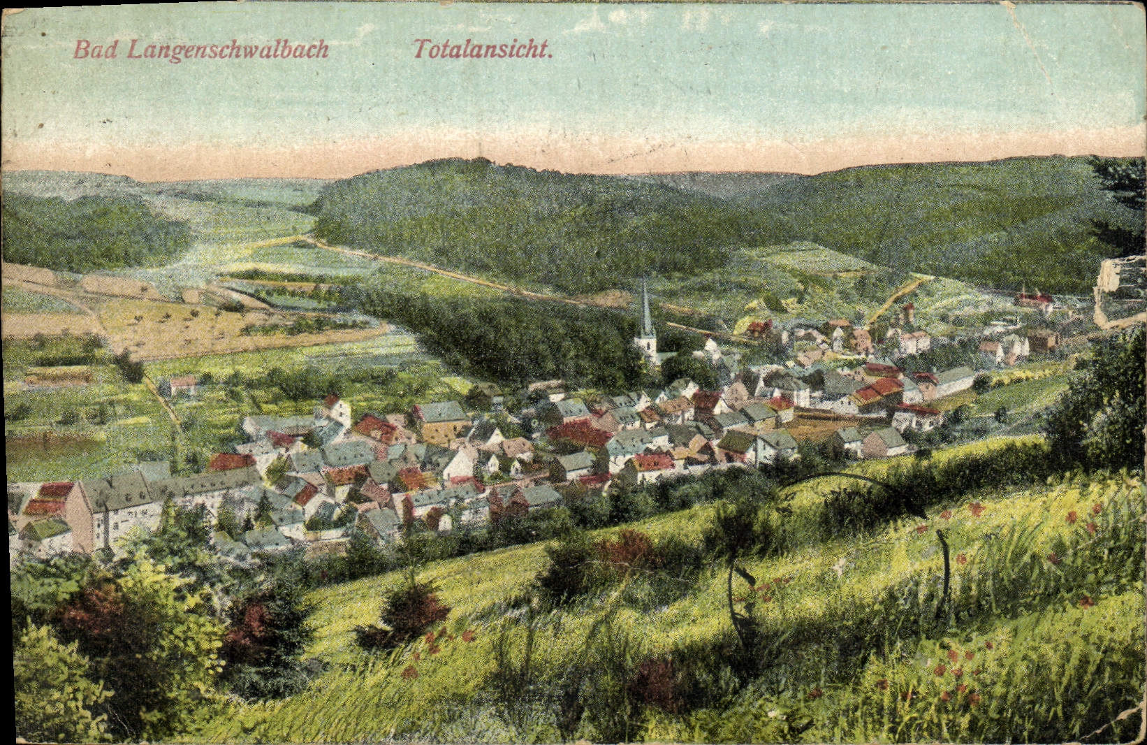 VINTAGE POSTCARD Bad Langenschwabach Totalansicht
