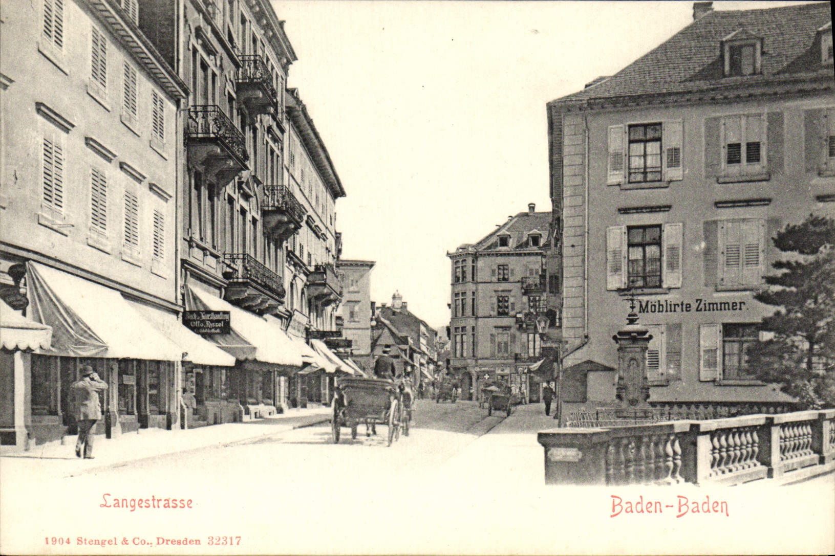 VINTAGE POSTCARD Langestrasse Baden Baden