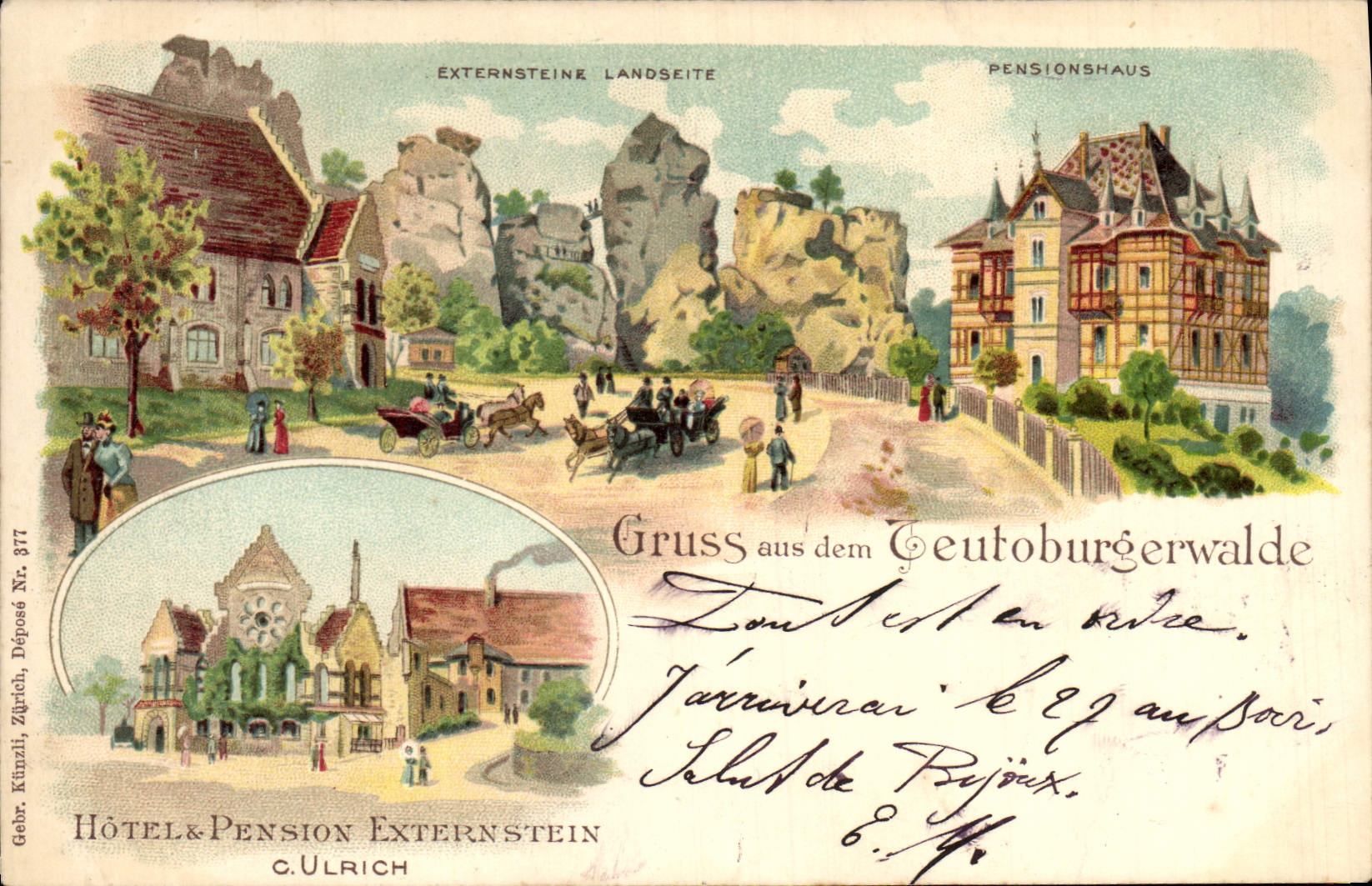 VINTAGE POSTCARD Gruss Aus Dom Teutoburgerwalde Guest house Externstein Chart 1897
