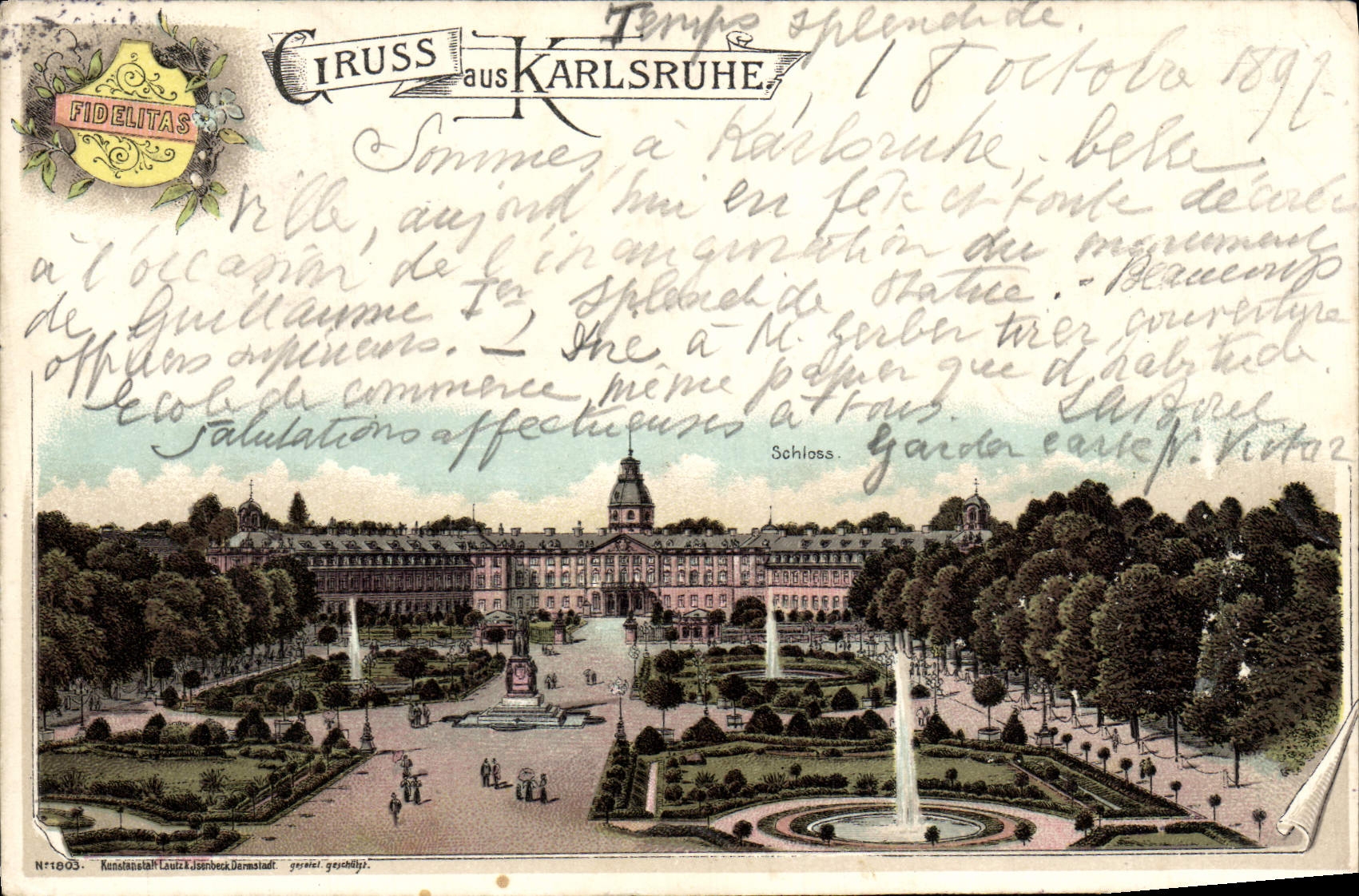 CPA Gruss Aus Karlsruhe Carte 1897