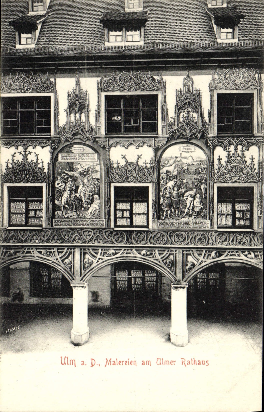 VINTAGE POSTCARD Ulm HAS D Malereien Am Ulmer Rathaus