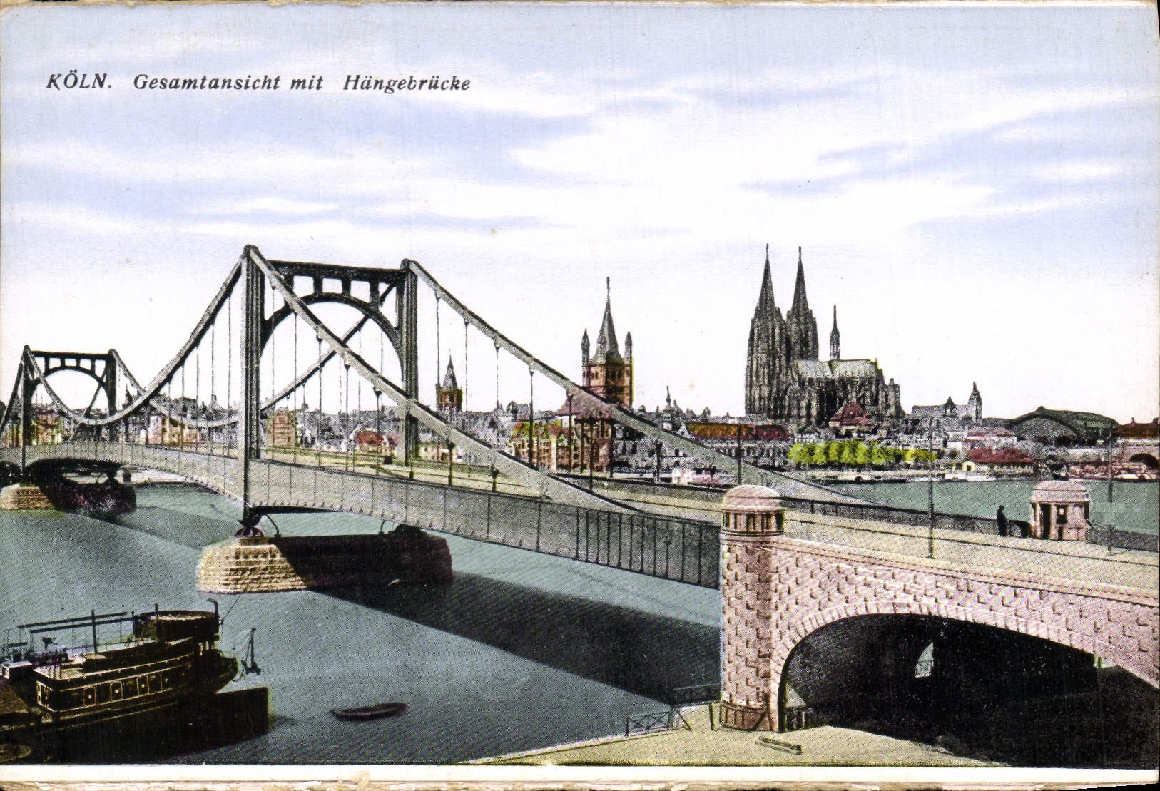 VINTAGE POSTCARD Koln Gesamtansicht MIT Hungebrucke