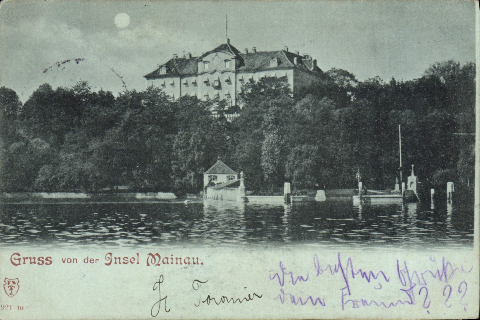 VINTAGE POSTCARD Gruss Von Der Insel Mainau Chart 1898