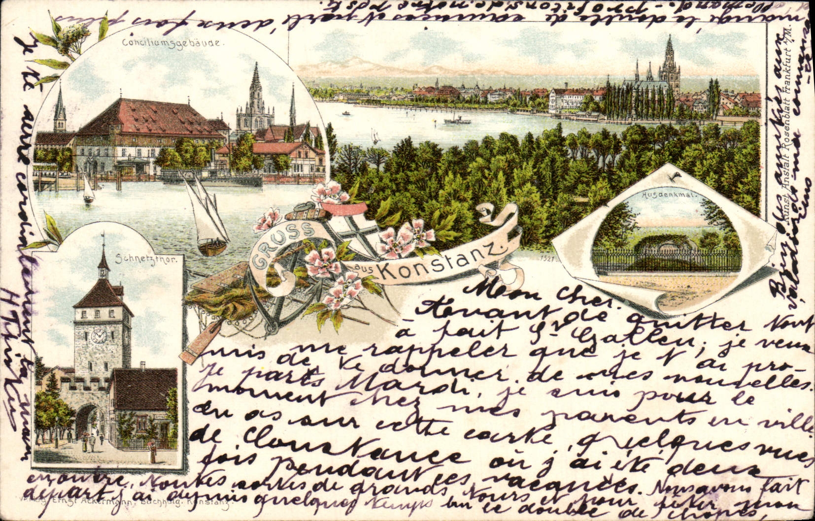 VINTAGE POSTCARD Konstanz Chart 1897
