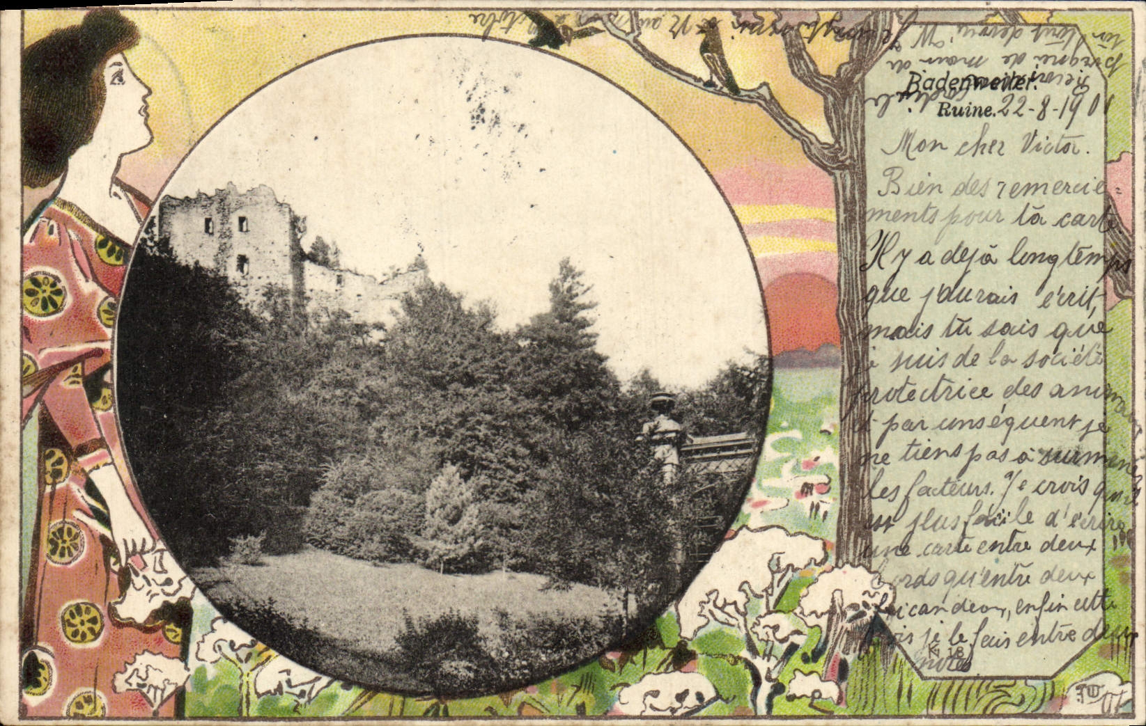 VINTAGE POSTCARD Badenweitei Ruins