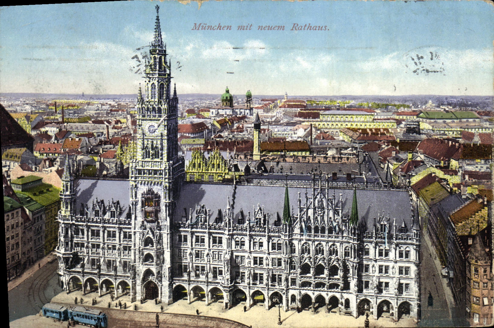 VINTAGE POSTCARD Munchen MIT Neuem Rathaus