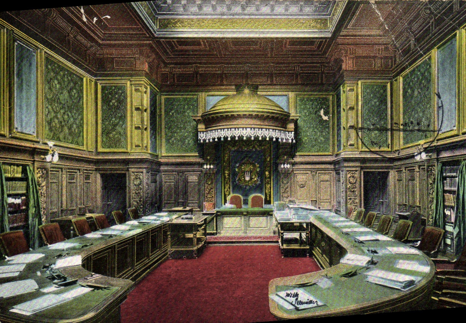 POSTAL Hamburgo Inneres de la VENDIMIA de Rathauses Senatssaal