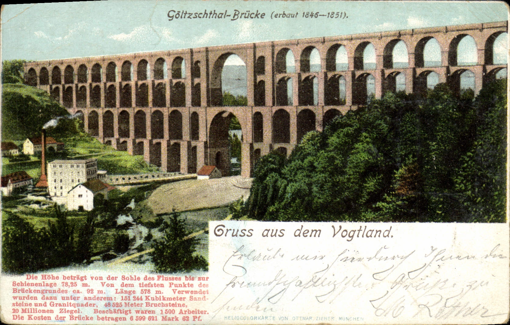 VINTAGE POSTCARD Goltzschthal Brucke Gruss Aus Dem Vogtland