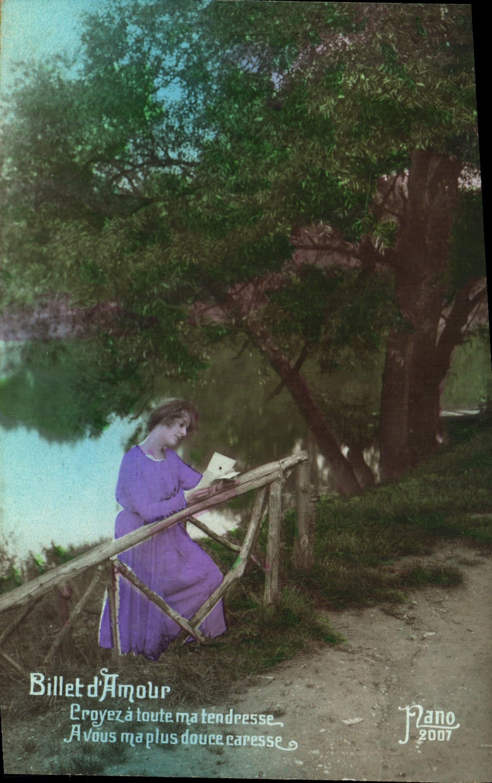 VINTAGE POSTCARD Fantasy Woman Ticket of love