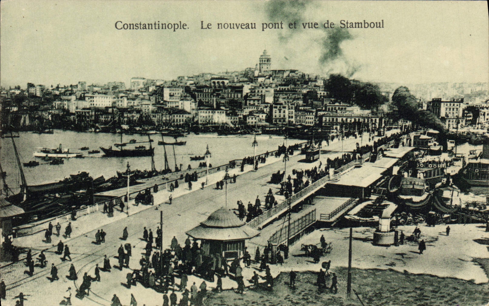 VINTAGE POSTCARD Constantinople the New Bridge And Sight De Stamboul Turkey