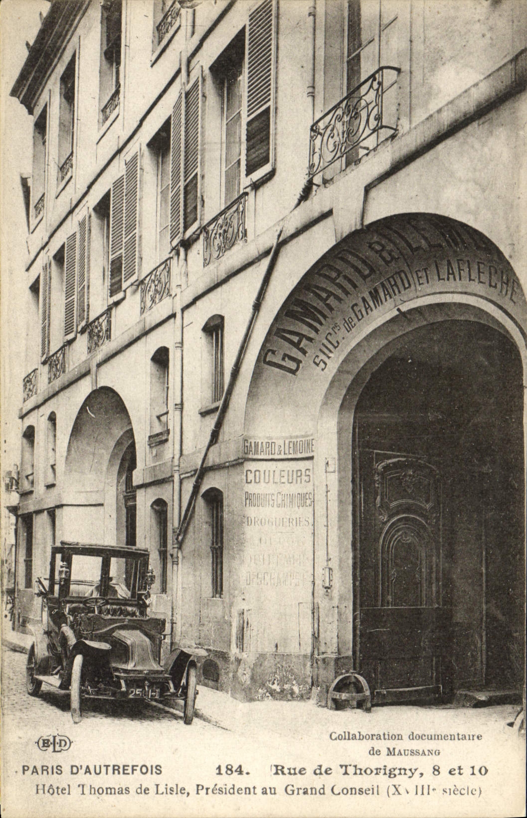 CPA Paris D'Autrefois Rue De Thorigny Hotel Thomas De Lisle President Au Grand Conseil Automobile