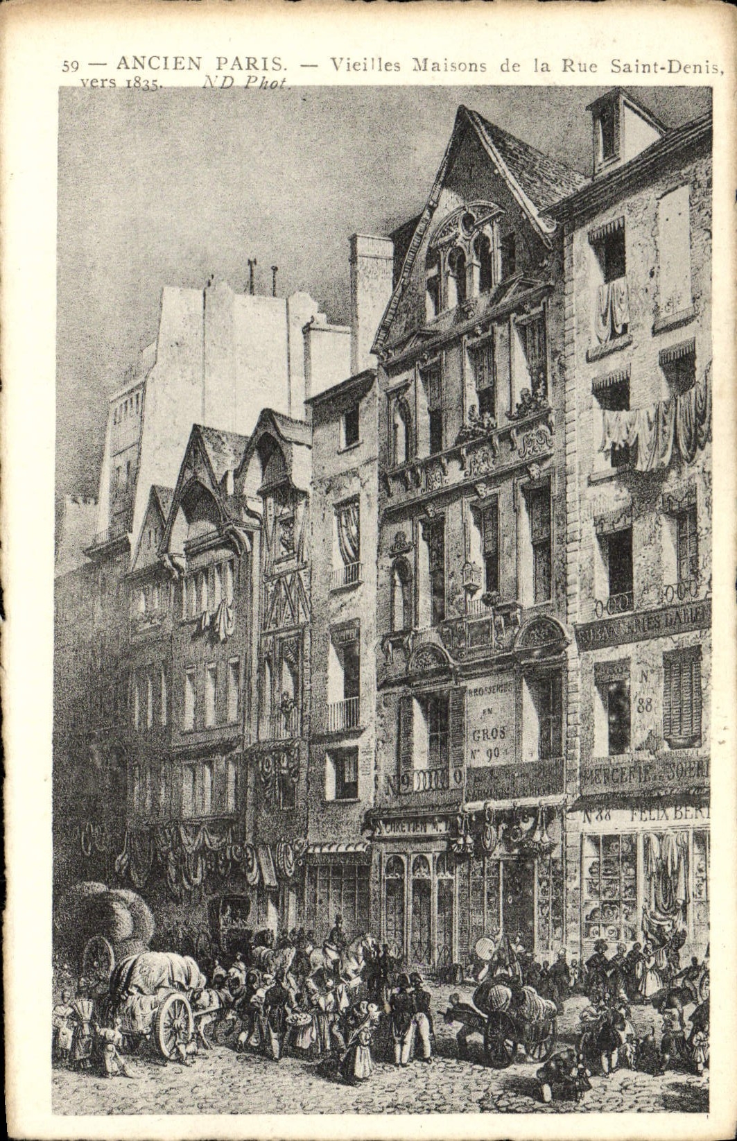 CPA Ancien Paris Vieilles Maisons De La Rue Saint Denis vers 1835