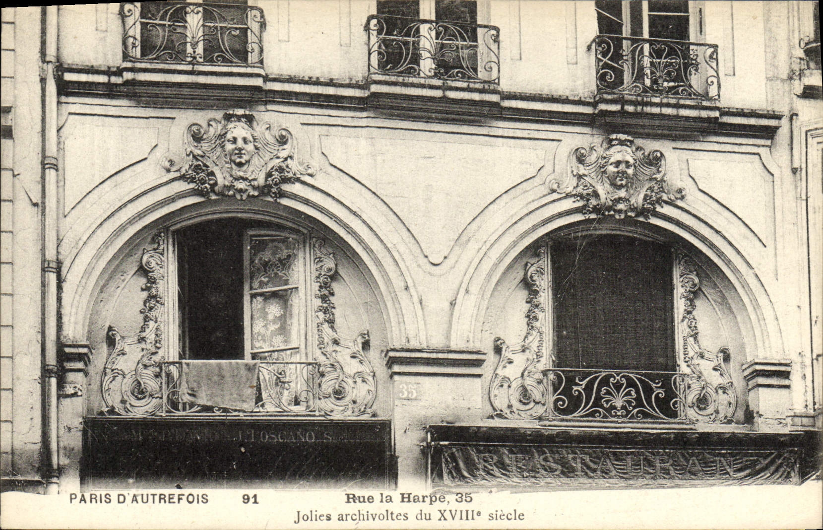 VINTAGE POSTCARD Paris D' Autrefois Street the Toothing-stone Pretty archivolts of 18th