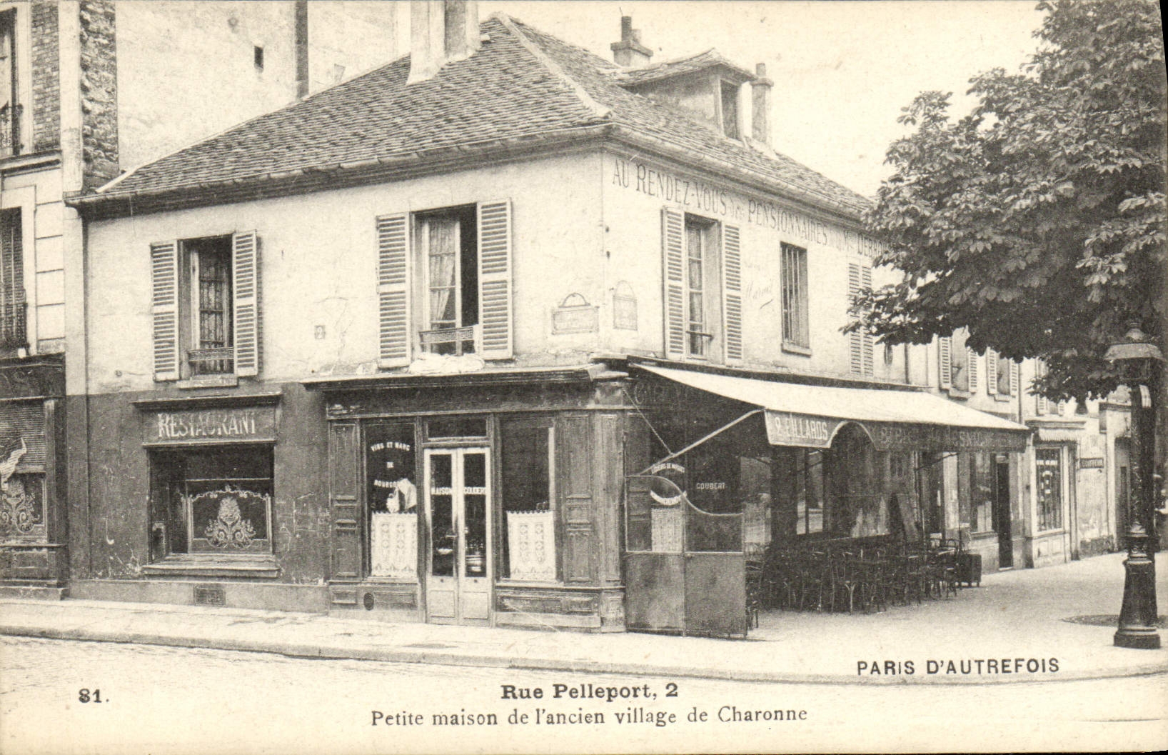 CPA Paris D'Autrefois Rue Pelleport Petite maison de l'ancien village de Charonne Restaurant