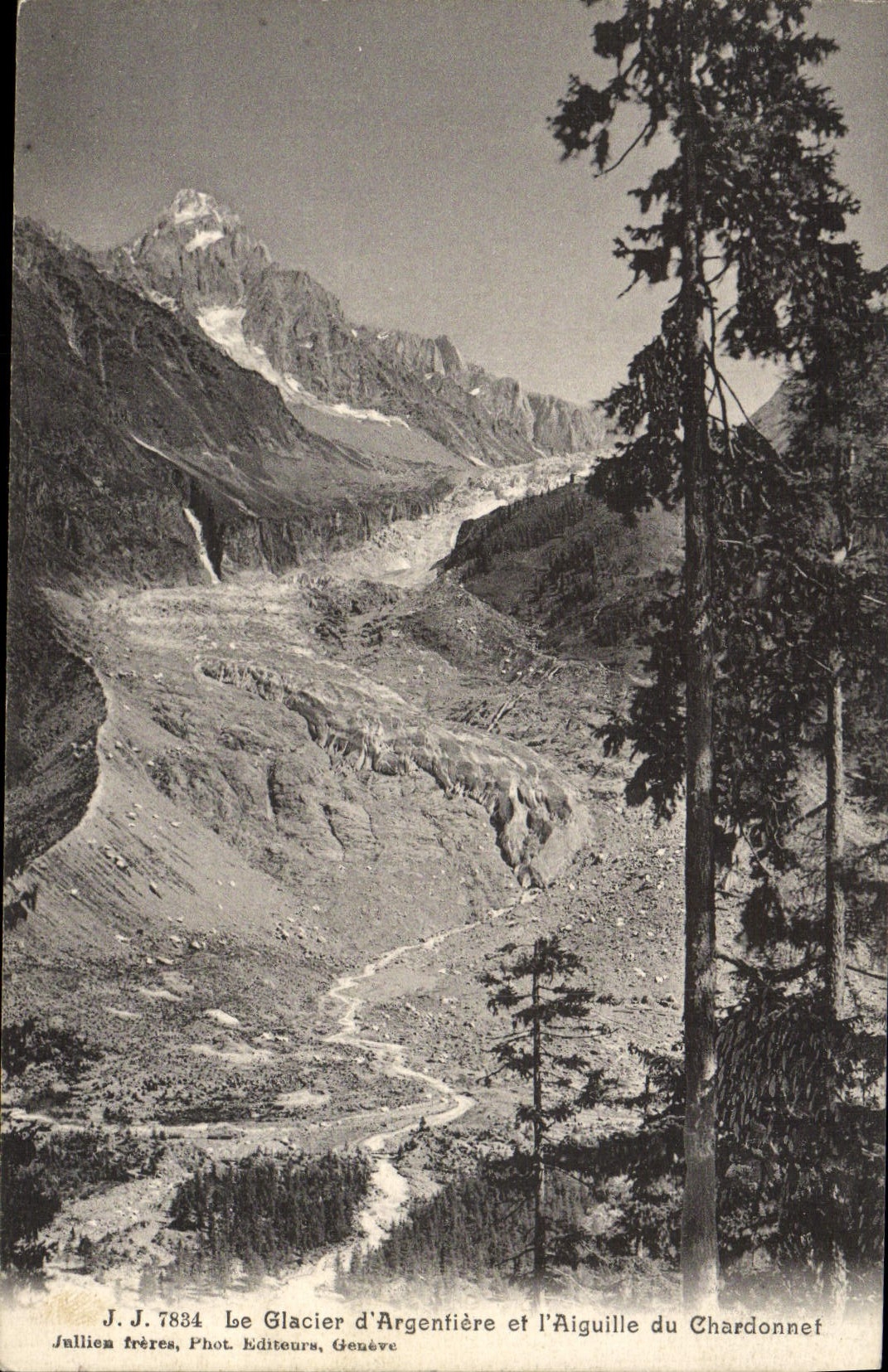 POSTAL de la VENDIMIA el glaciar de Argentieres y la aguja del Colgar-poste