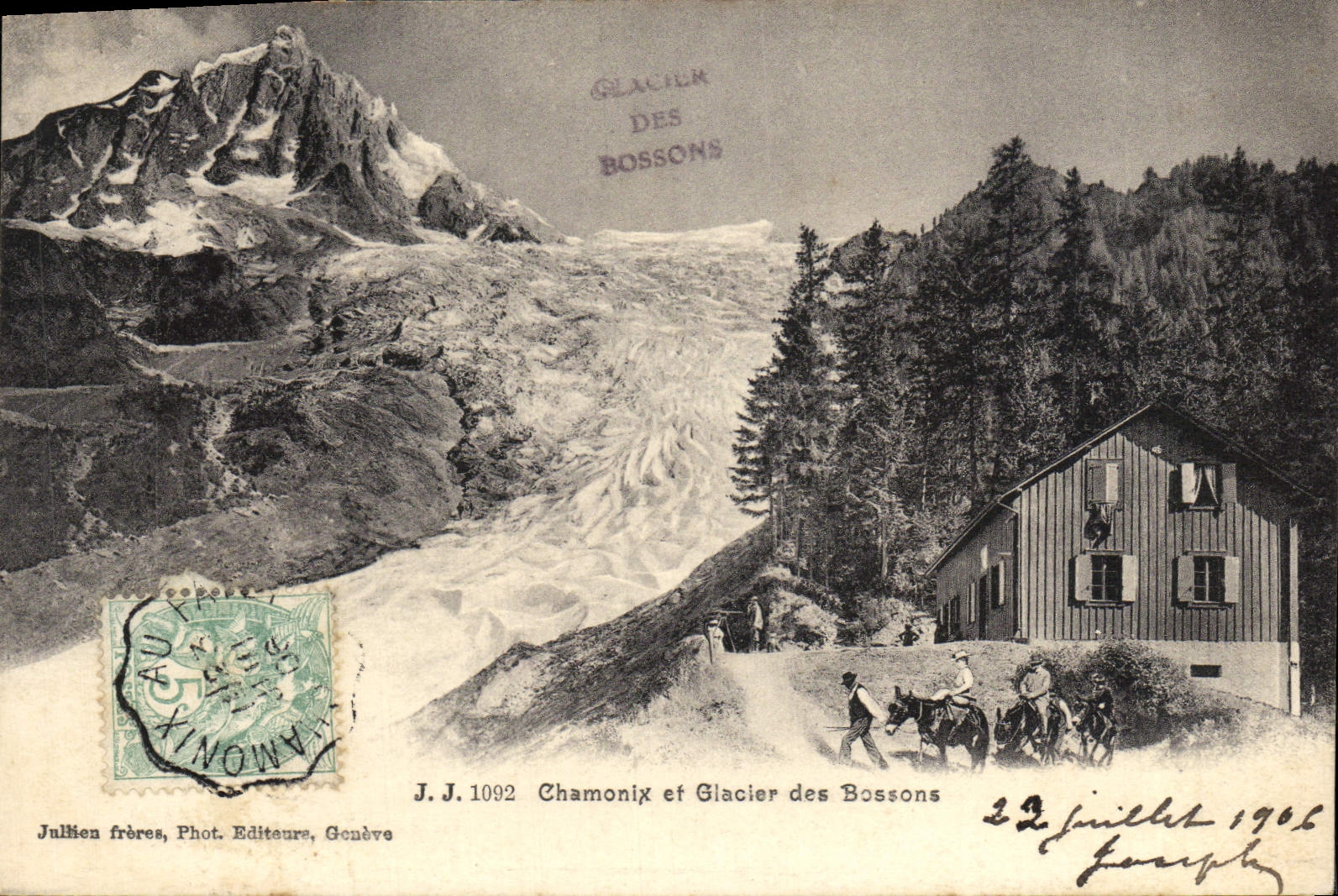 La POSTAL Chamonix de la VENDIMIA y el glaciar del nos dejaron trabajar