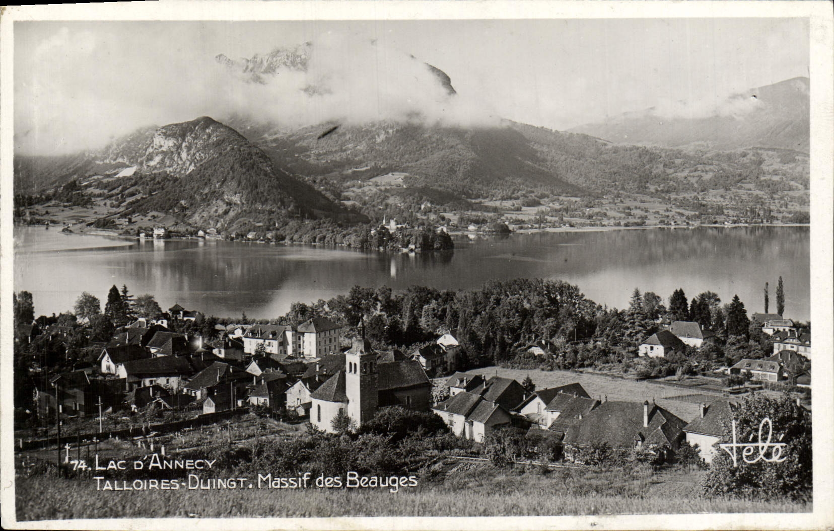 Lago Talloires Duingt annecy de la POSTAL de la VENDIMIA masivo de Beauges