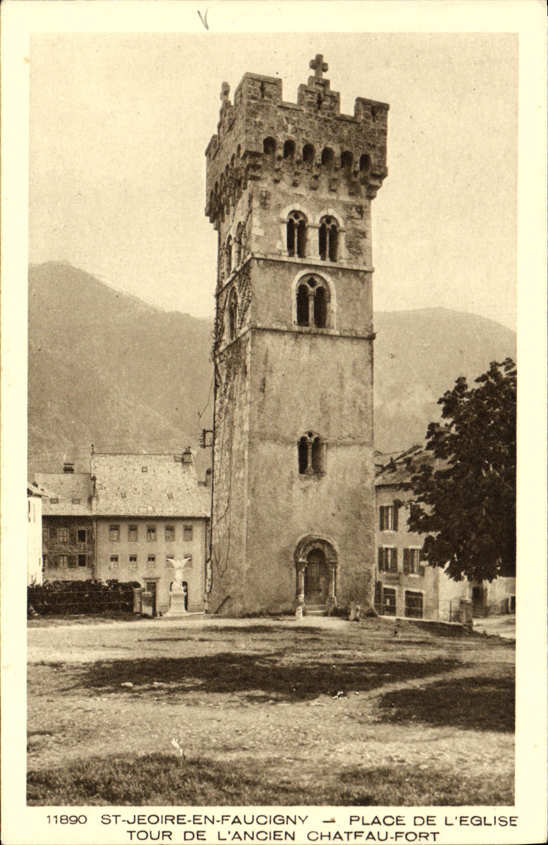 VINTAGE POSTCARD St Jeoire In Faucigny Places Church Tower of the old strong castle