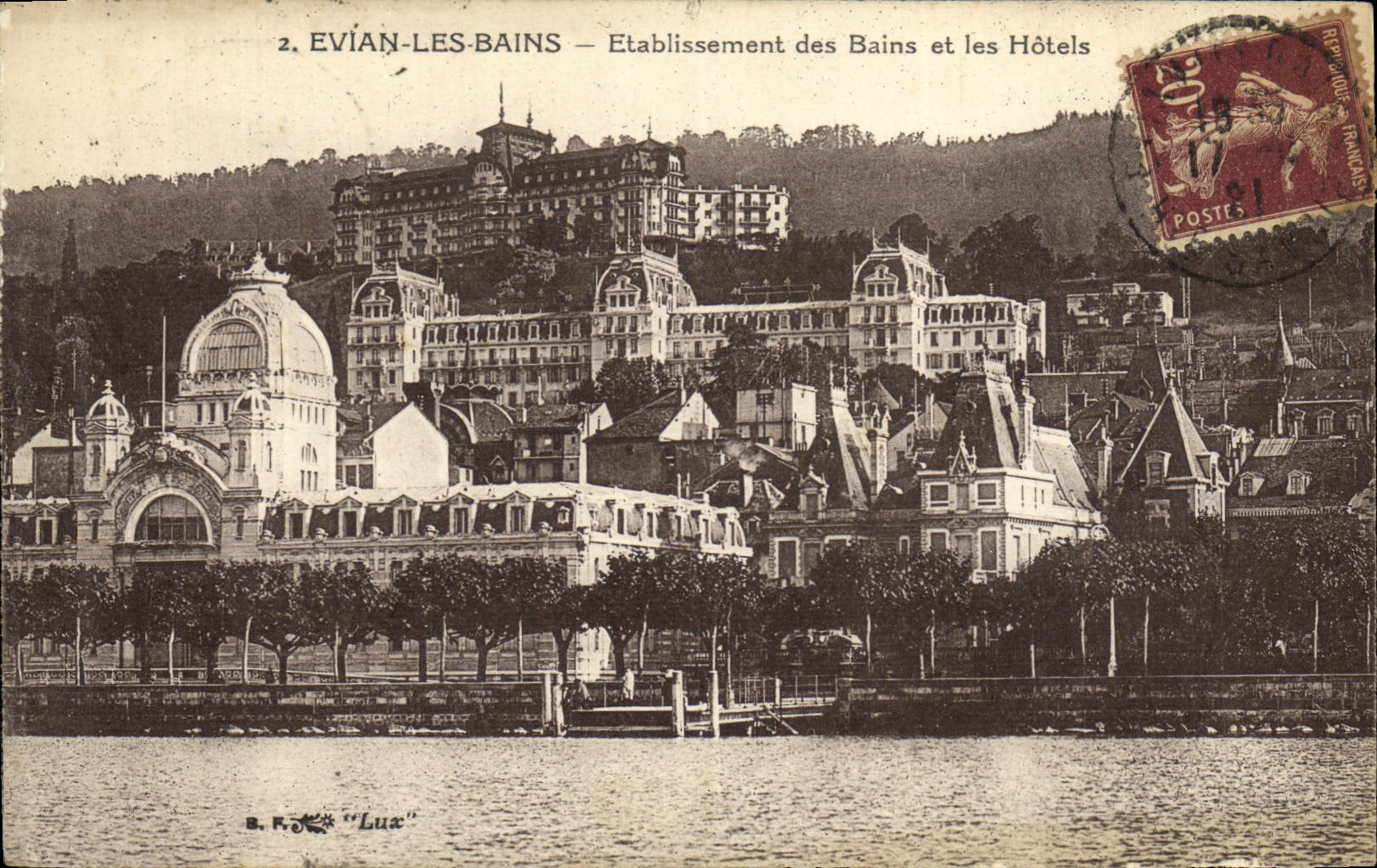 VINTAGE POSTCARD Evian Les Bains Establishment of the Baths and the Hotels