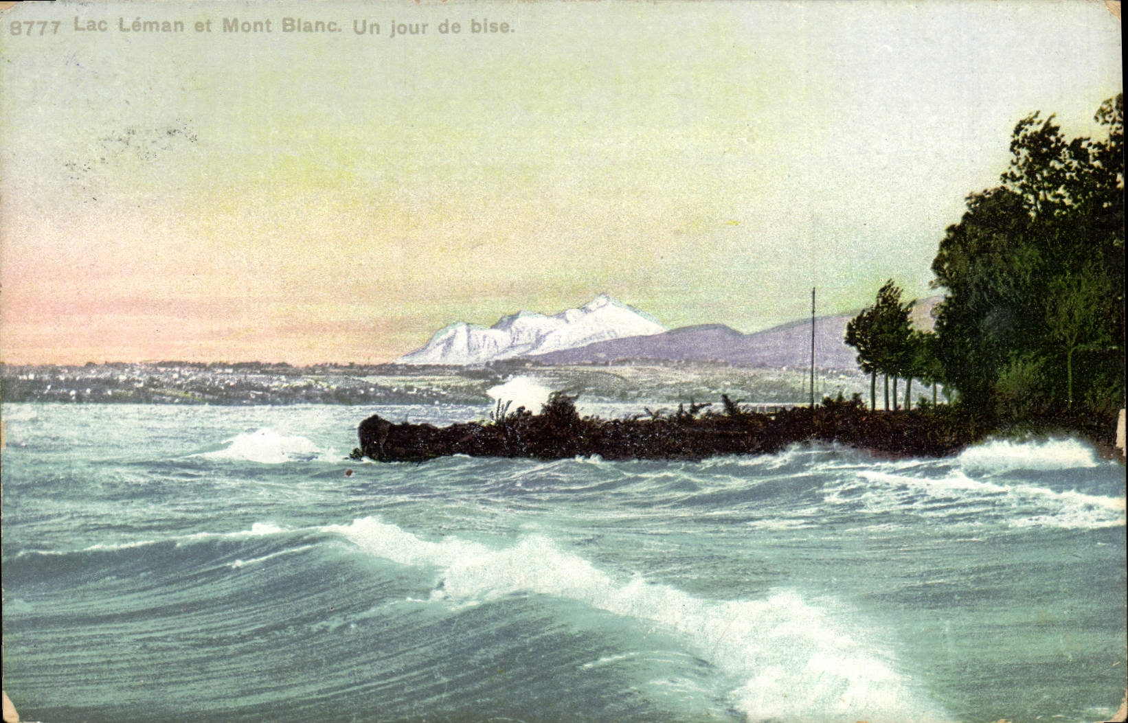 VINTAGE POSTCARD Lake Leman and Mont Blanc One day of north wind