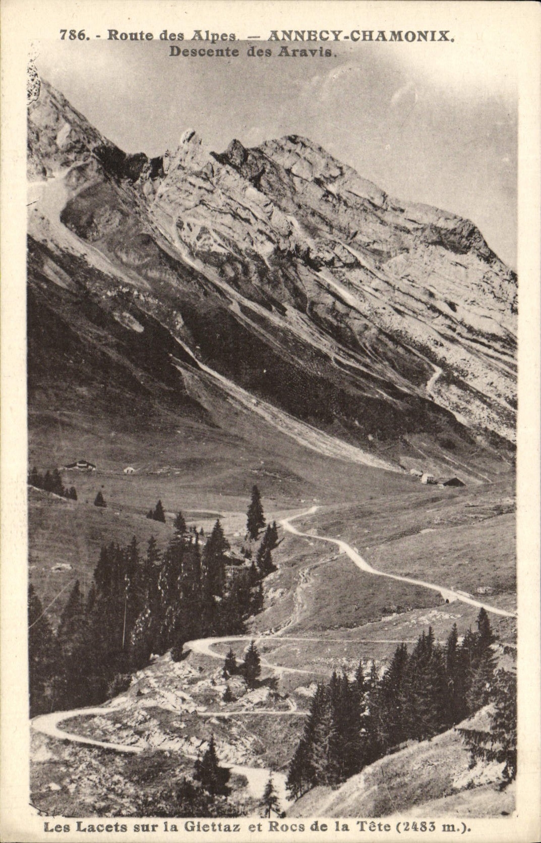 CPA Annecy Chamonix Route des Alpes Les lacets sur la Giettaz et rocs de la tete