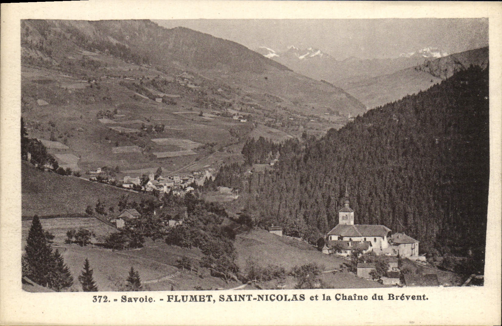 Saint Nicolas de Flumet de la POSTAL de la VENDIMIA y la cadena de Brevent