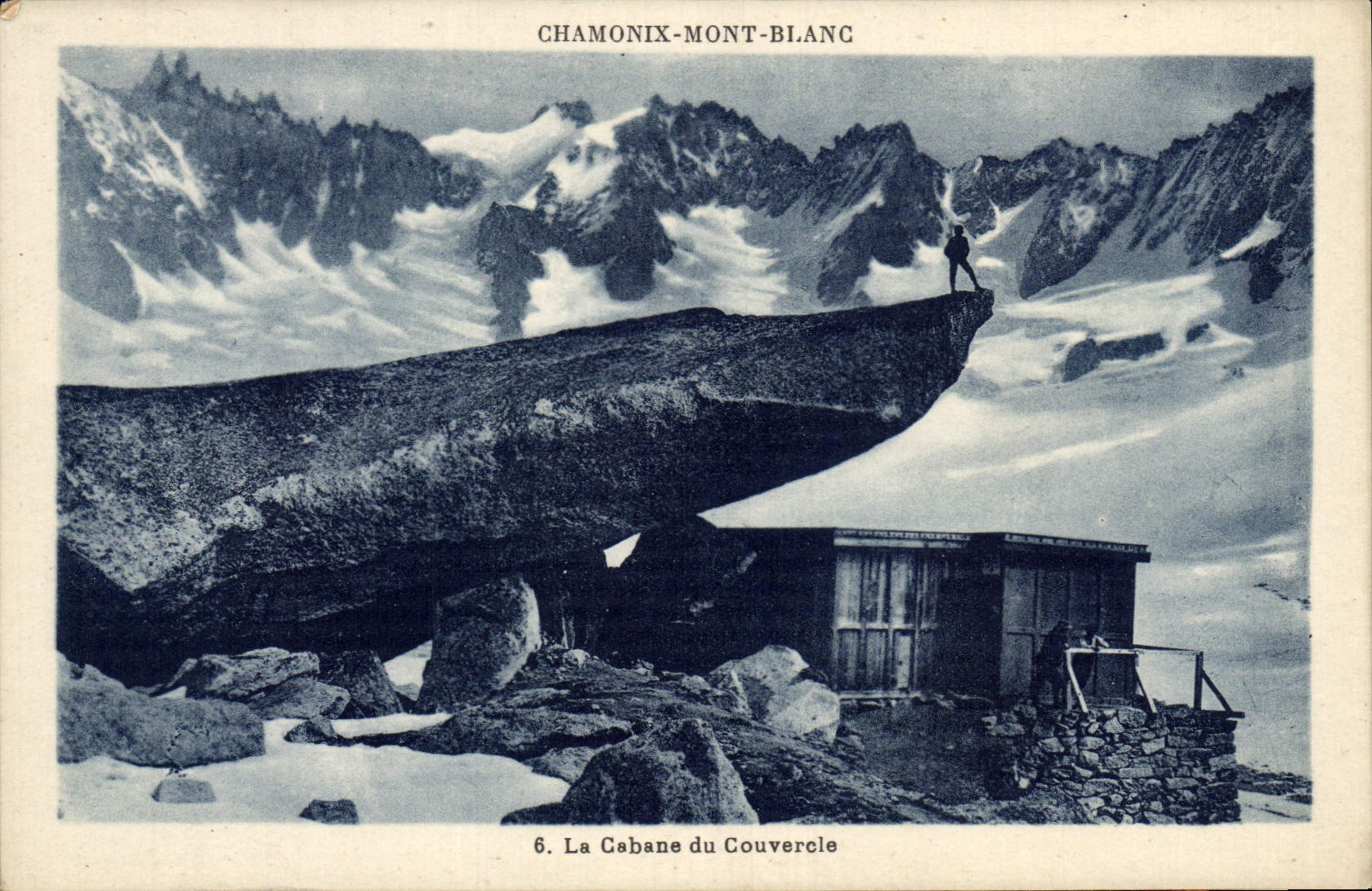 POSTAL Chamonix Mont Blanc de la VENDIMIA la choza de la tapa