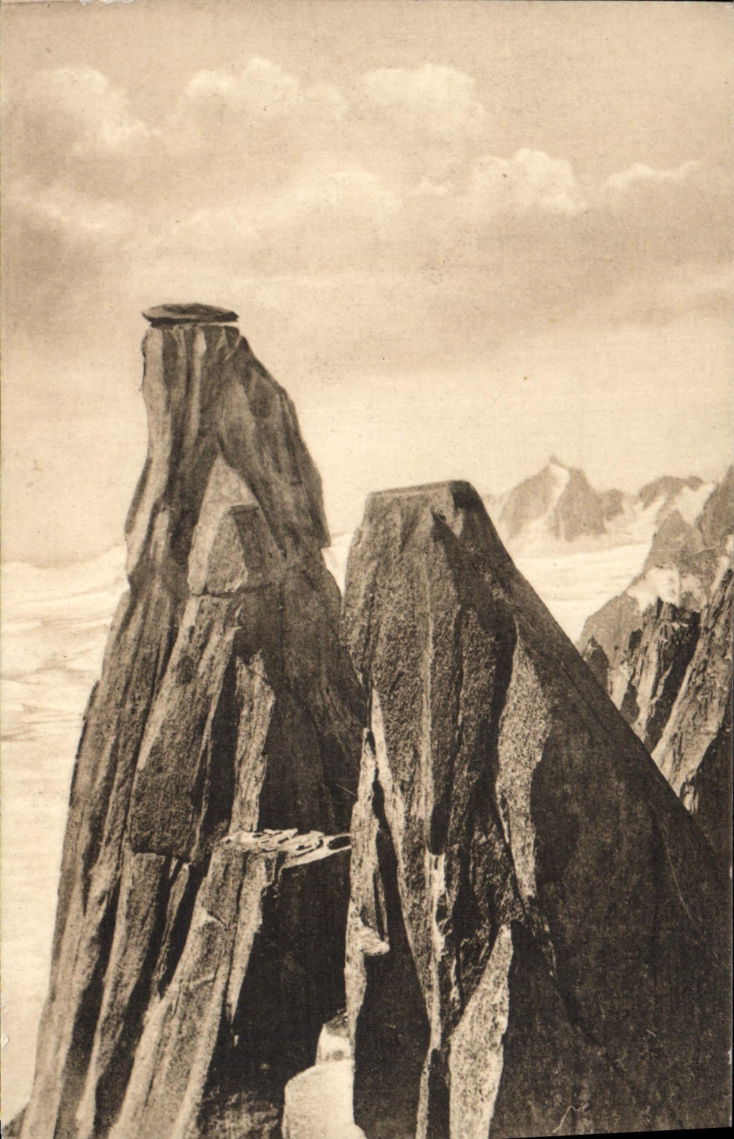 Cumbre de Chamonix de la POSTAL de la VENDIMIA de Grepons y de la ruta a las bicicletas