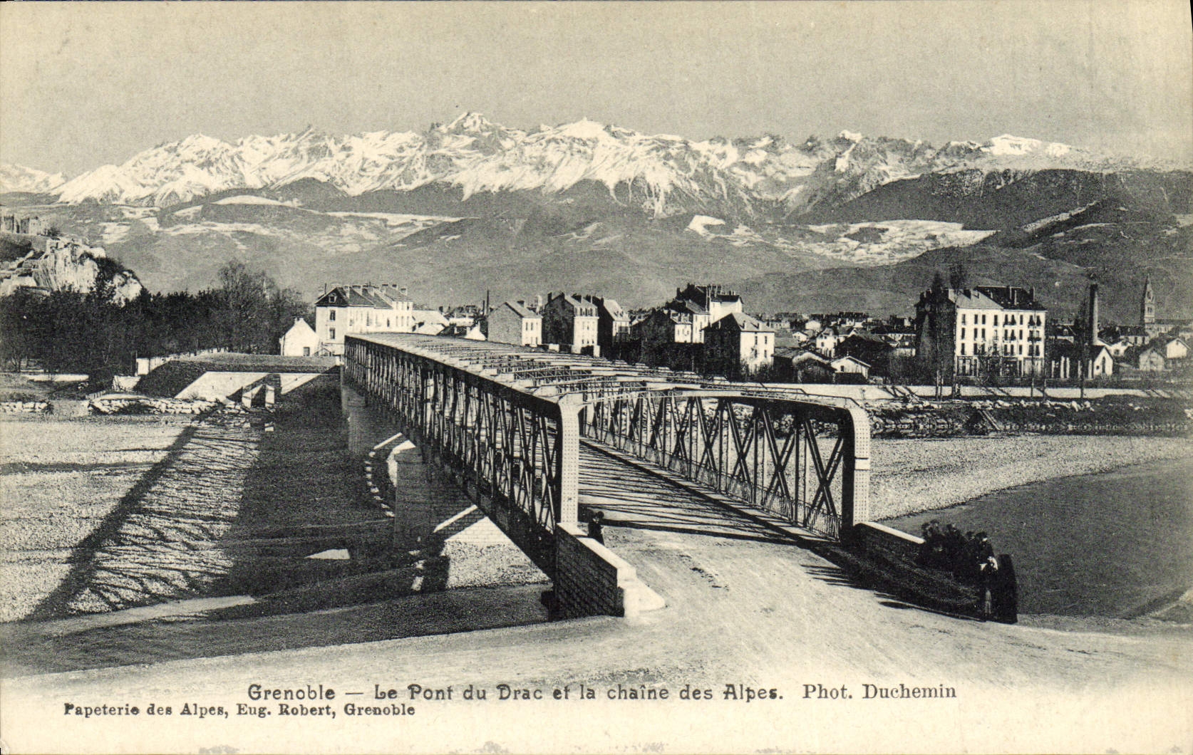POSTAL Grenoble de la VENDIMIA el puente de Drac y de la gama alpestre