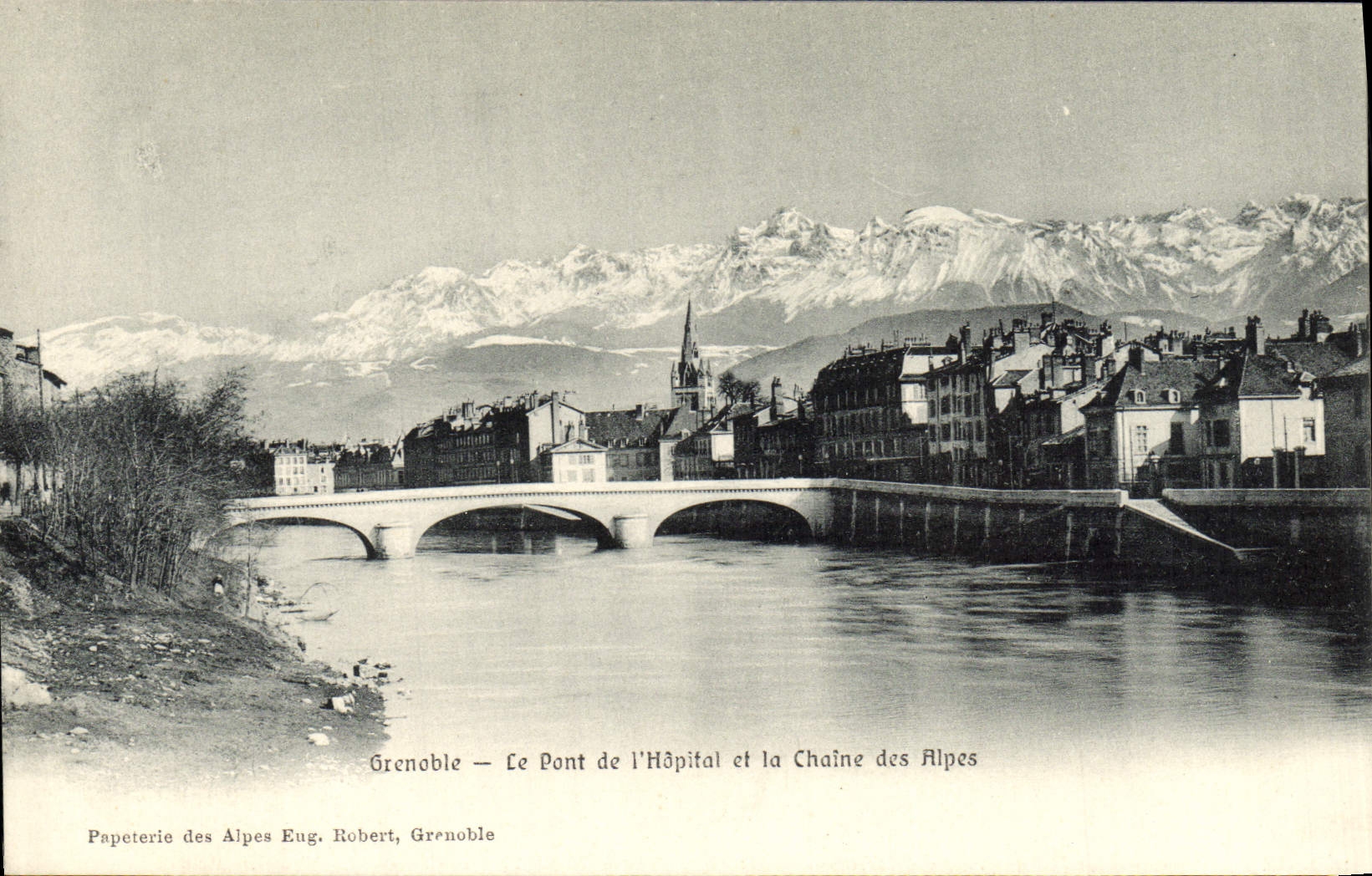 POSTAL Grenoble de la VENDIMIA el puente del hospital y de la gama alpestre