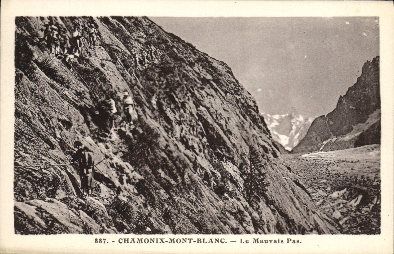 POSTAL Chamonix Mont Blanc de la VENDIMIA el main alpinismo del paso