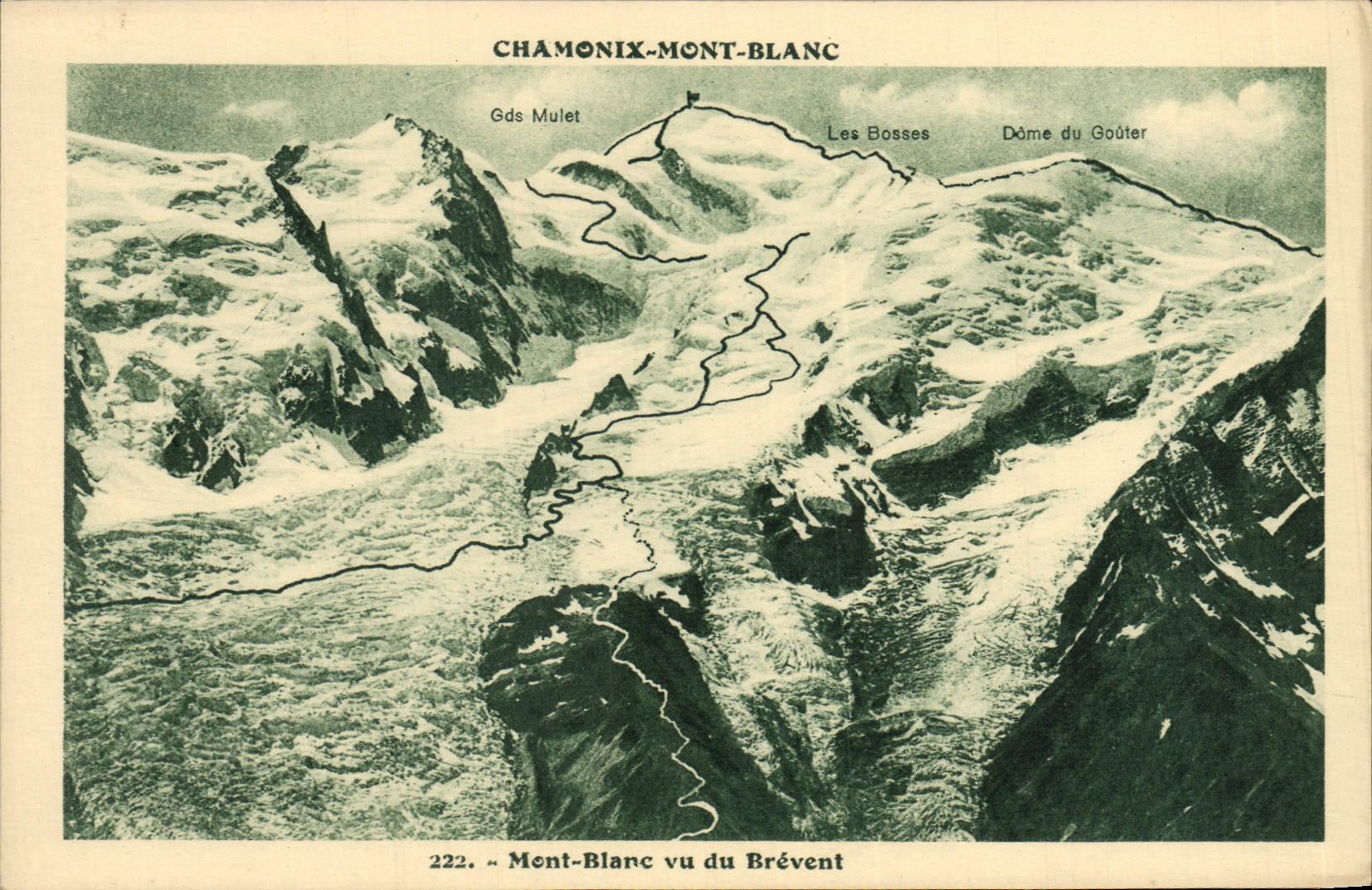 POSTAL Chamonix Mont Blanc de la VENDIMIA visto de Brevent