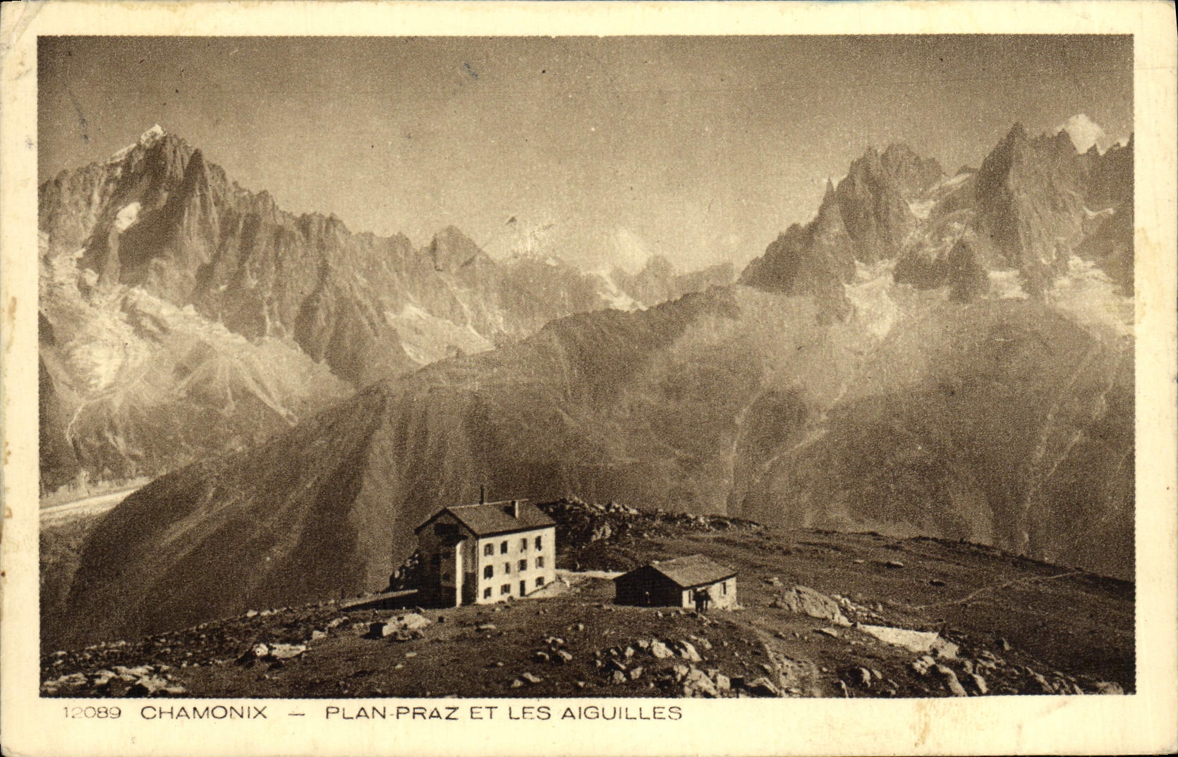 Plano Chamonix Praz de la POSTAL de la VENDIMIA y agujas