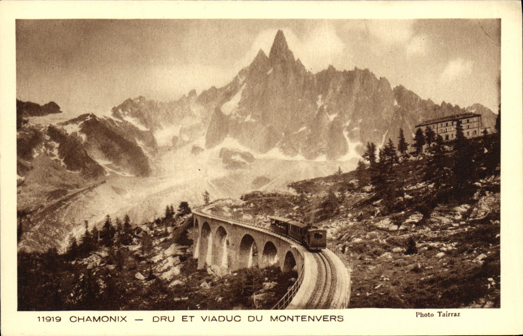 POSTAL Chamonix grueso de la VENDIMIA y viaducto de Montenvers