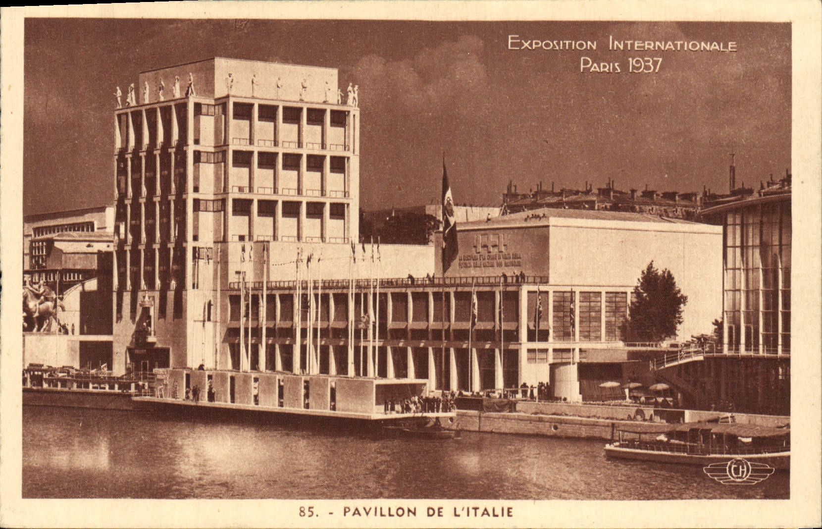VINTAGE POSTCARD Paris Expositoon International 1937 House of Italy