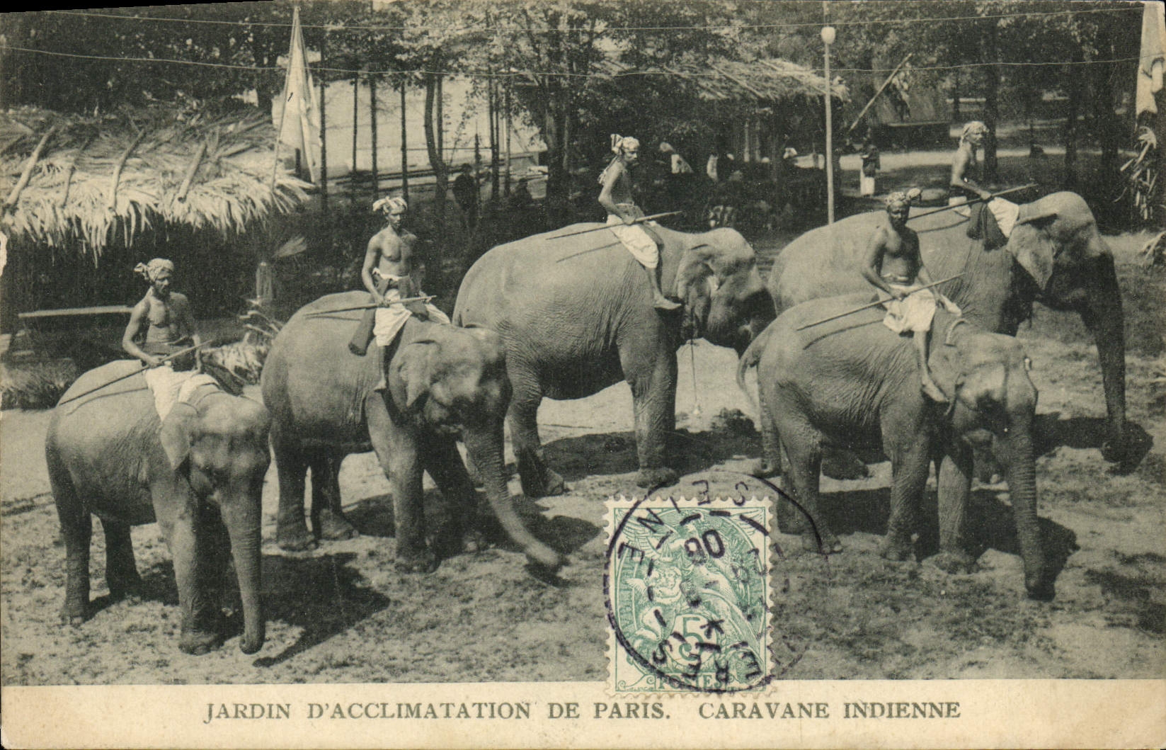 CPA Paris Jardin D'Acclimatation Caravane Indienne Elephant Elephants