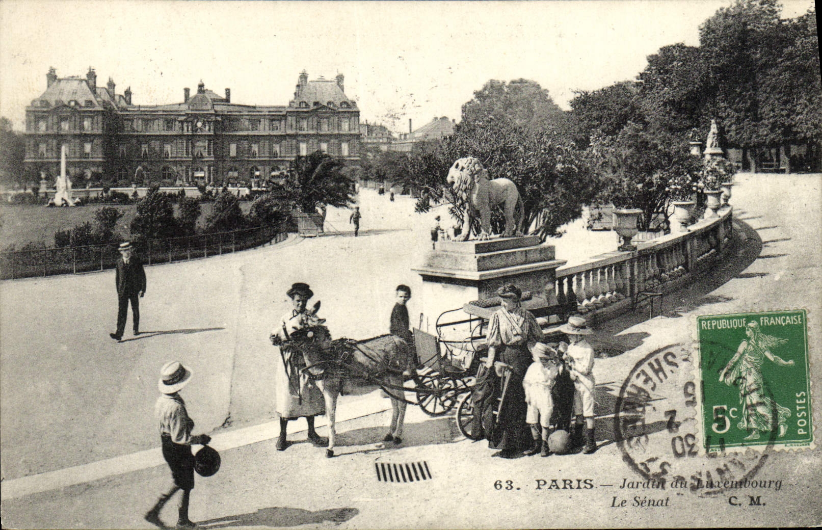 CPA Paris Jardin du Luxembourg le senat Ane Enfants Lion