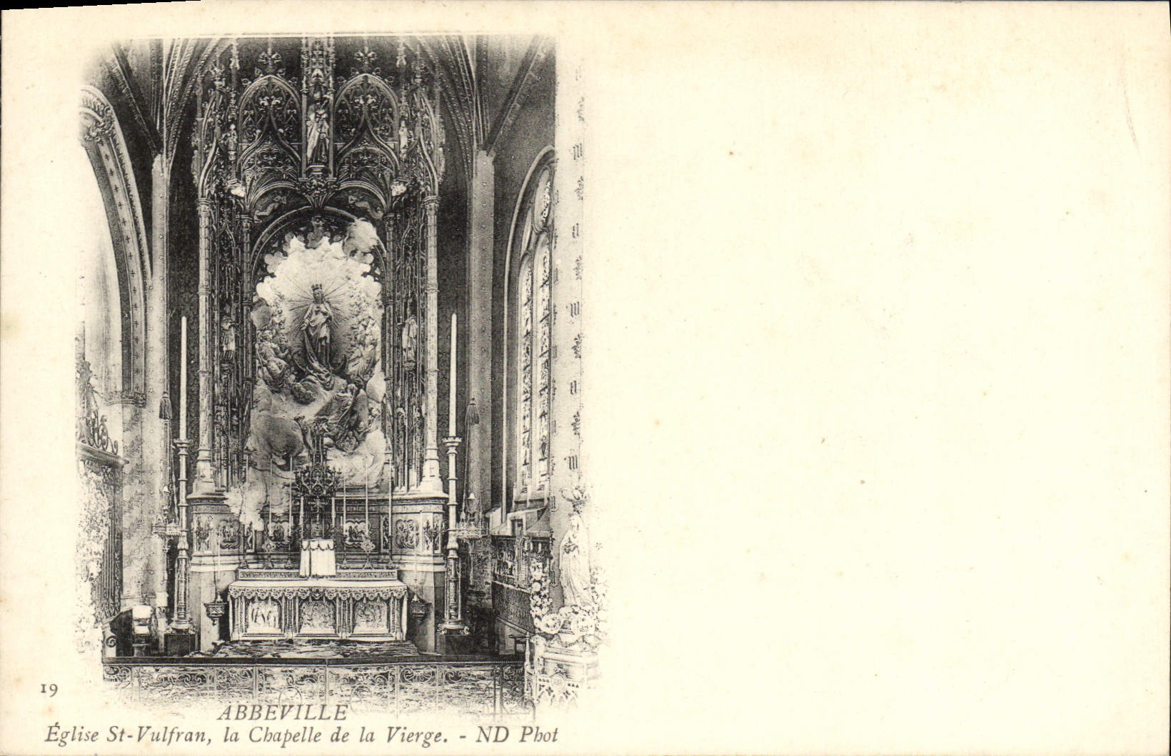 VINTAGE POSTCARD Abbeville Church St Vulfran La Chapelle of the Virgin