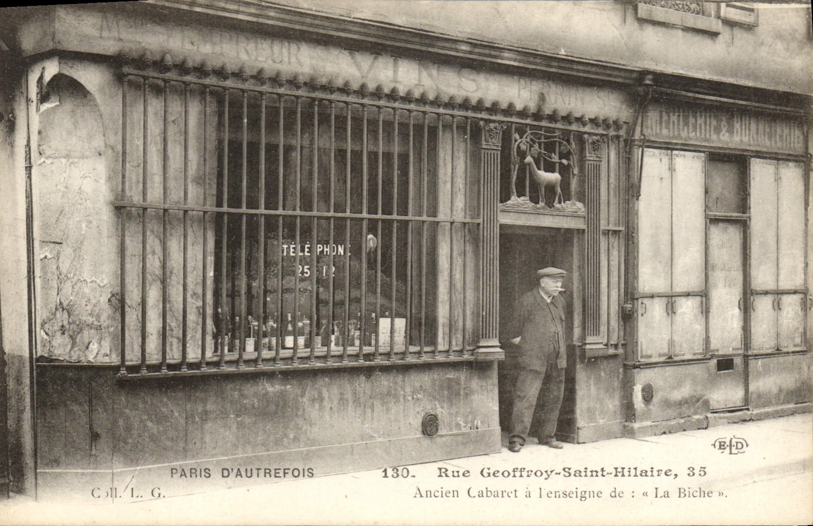 VINTAGE POSTCARD Street Holy Geoffroy Hilaire Old Cabaret with the sign of the Hind
