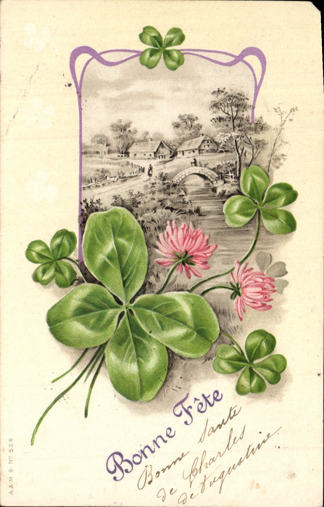 CPA Fantaisie Fleurs Trefle