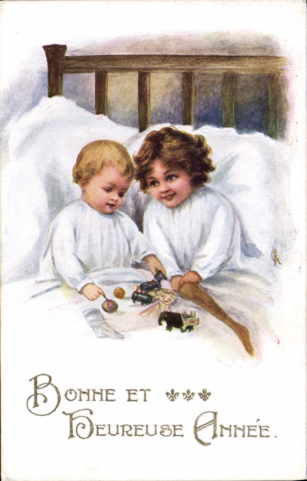 VINTAGE POSTCARD Fantasy Children Horse Elephant