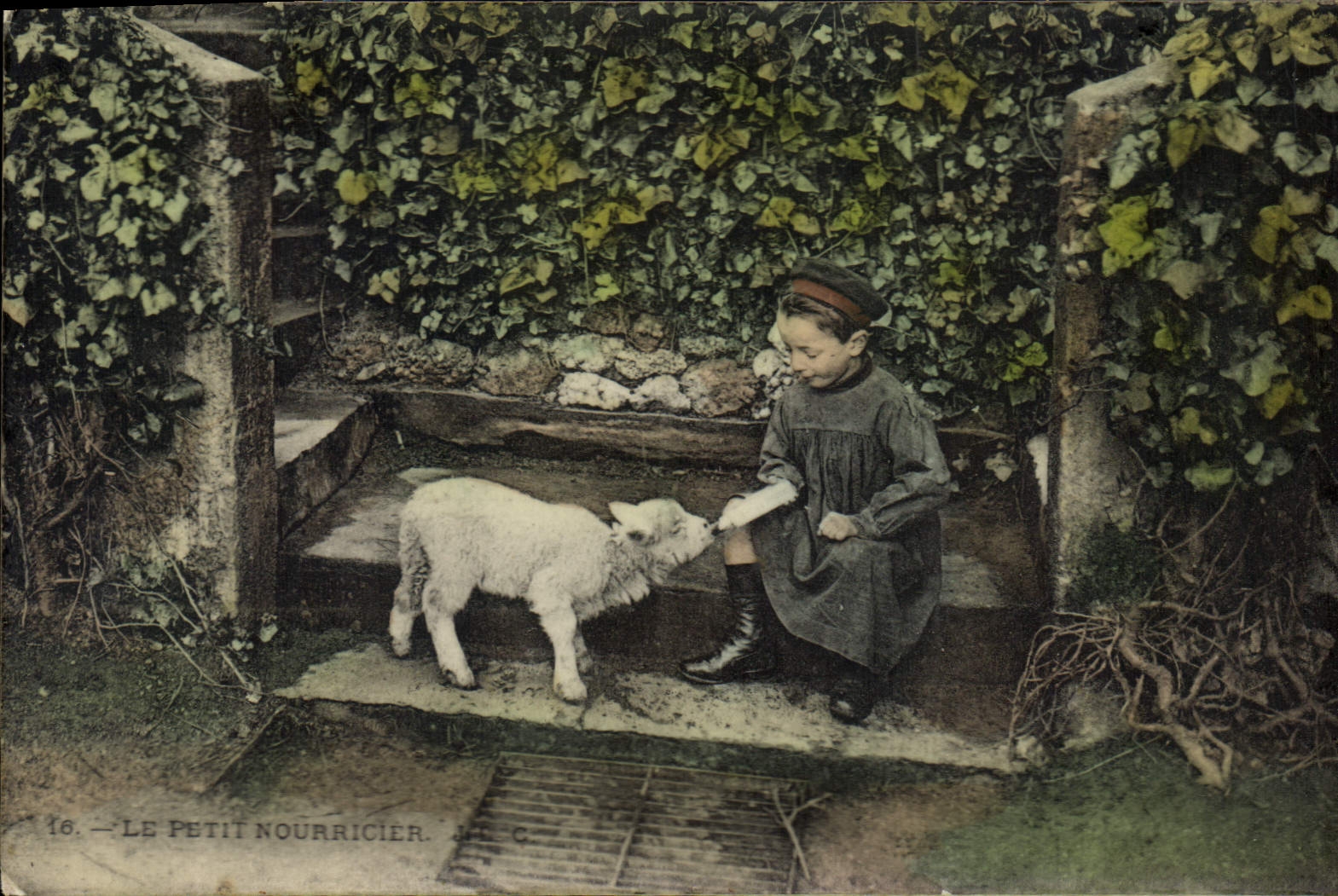 CPA Le petit nourricier Enfant Mouton Agneau 