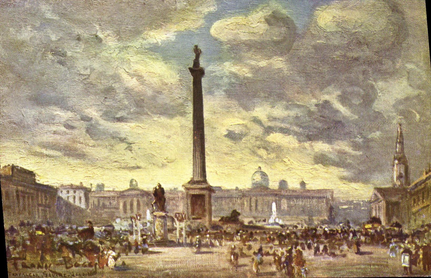 VINTAGE POSTCARD Trafalgar Public garden London Frank Boges