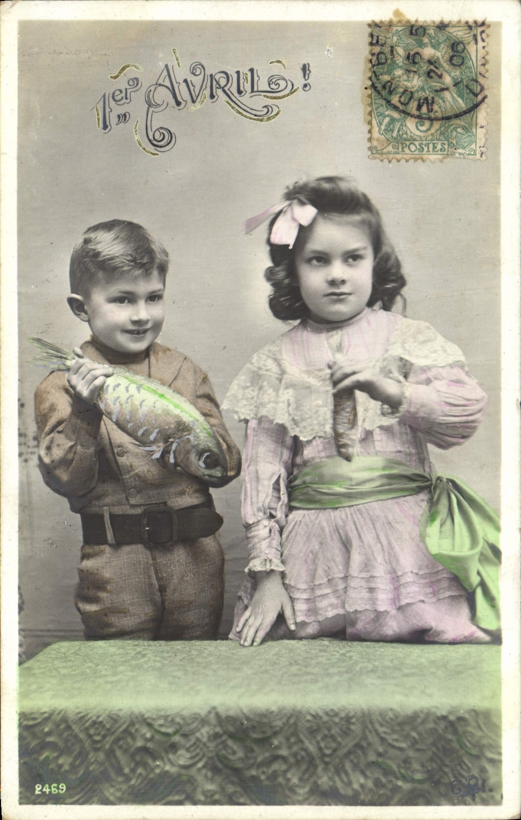 CPA Fantaisie Enfants Poissons