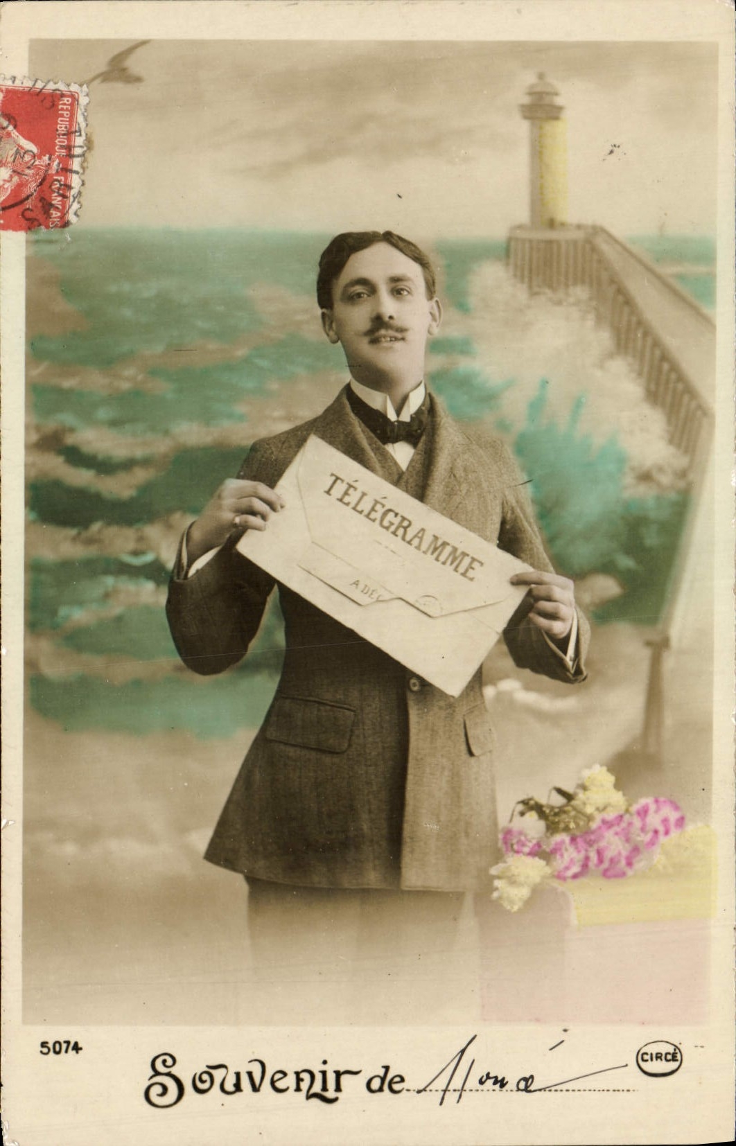 CPA Fantaisie Homme Telegramme