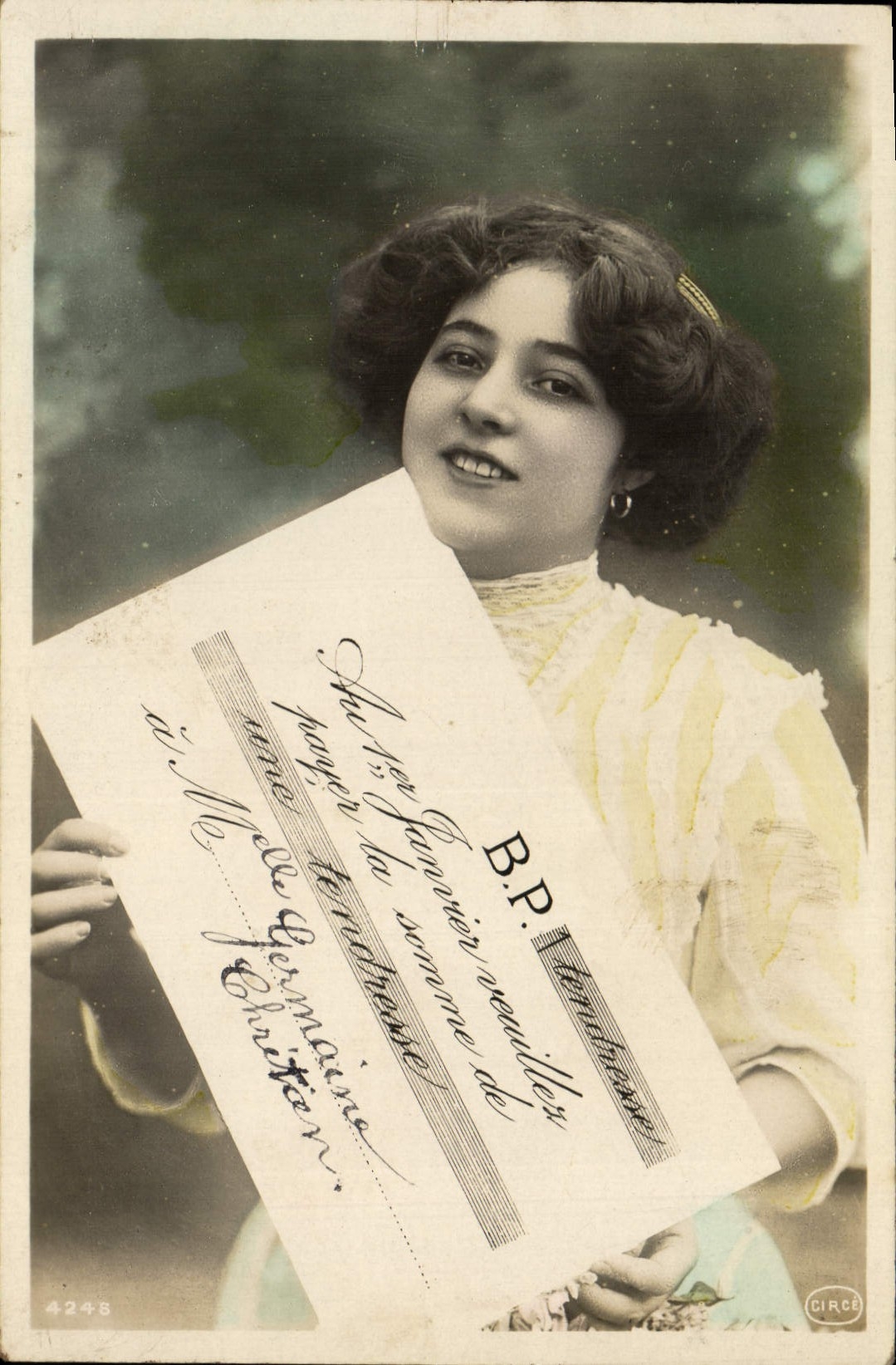 VINTAGE POSTCARD Fantasy Woman Christian Telegram German