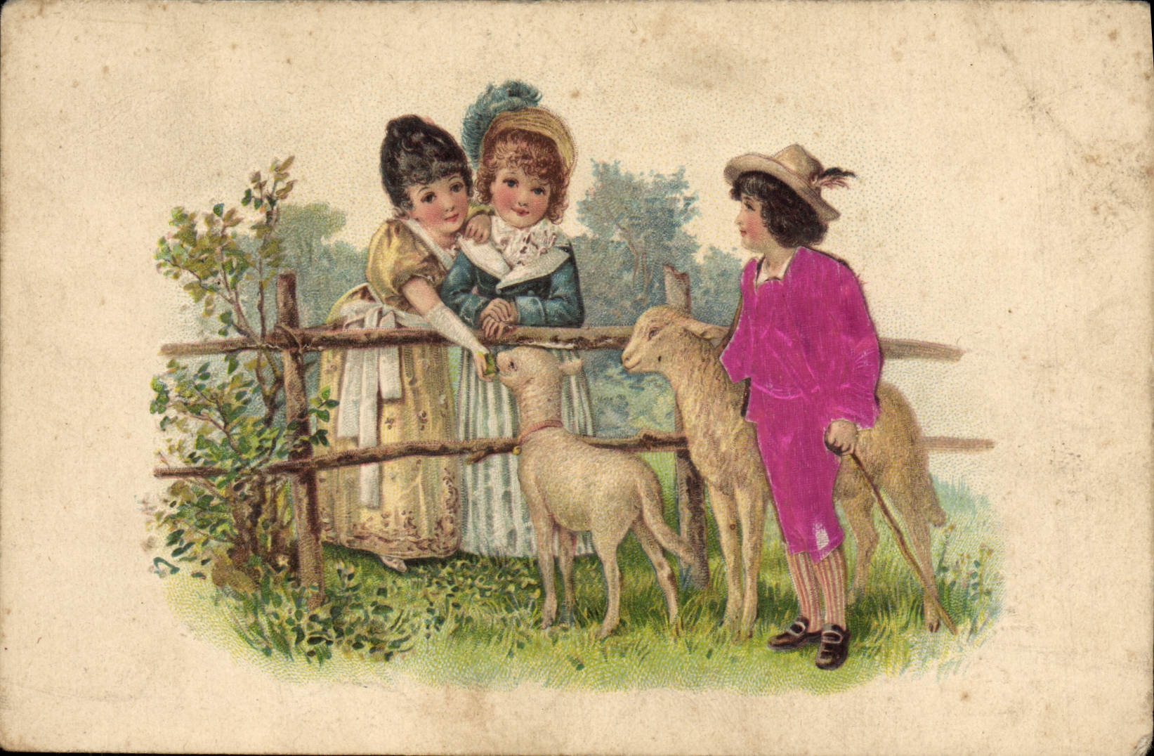 CPA Fantaisie Enfants Moutons