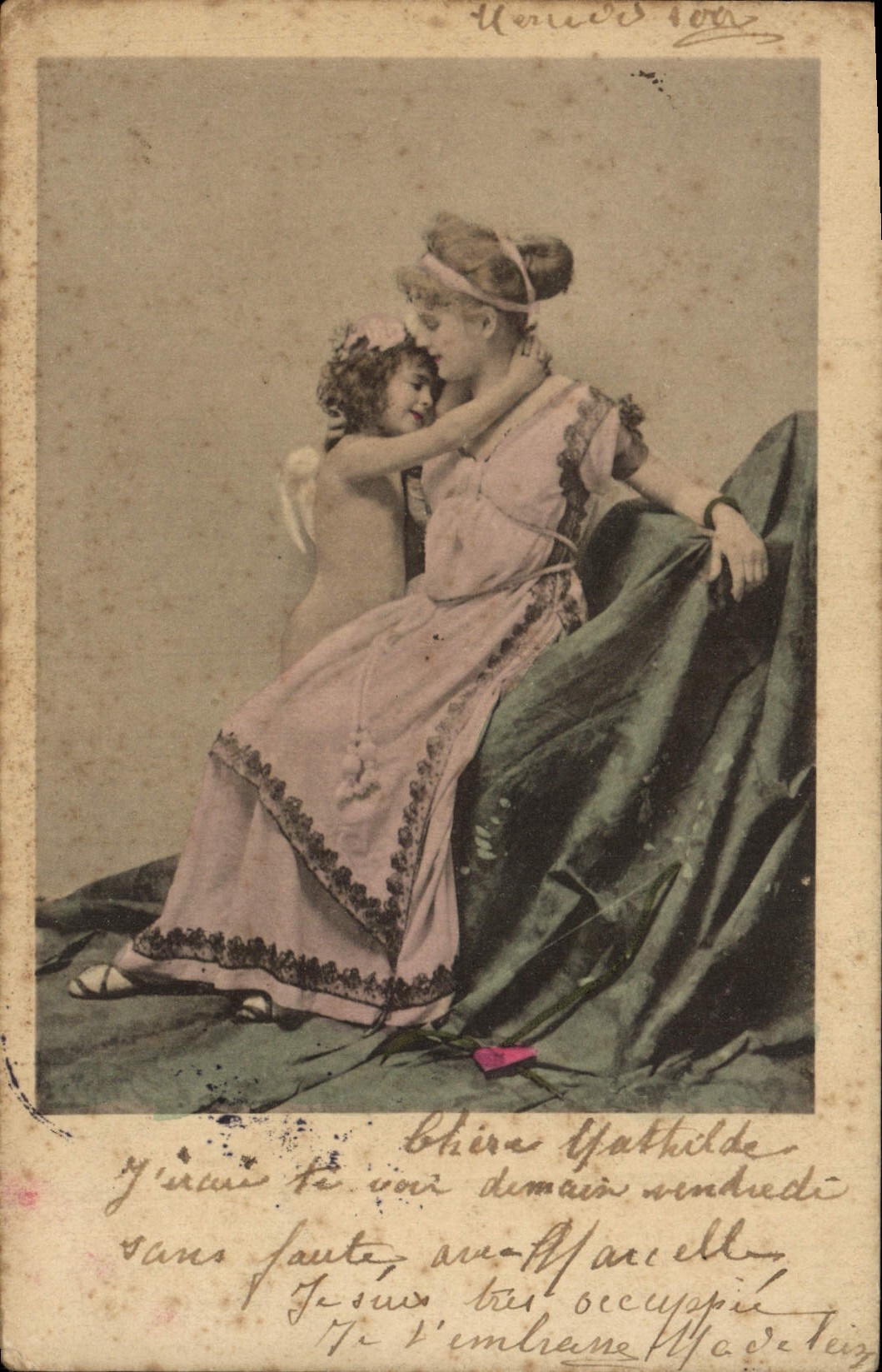 CPA Fantaisie Femme Enfant Ange